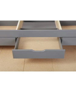 Letto singolo con 3 cassetti e letto estraibile in pino grigio, 90x200 cm